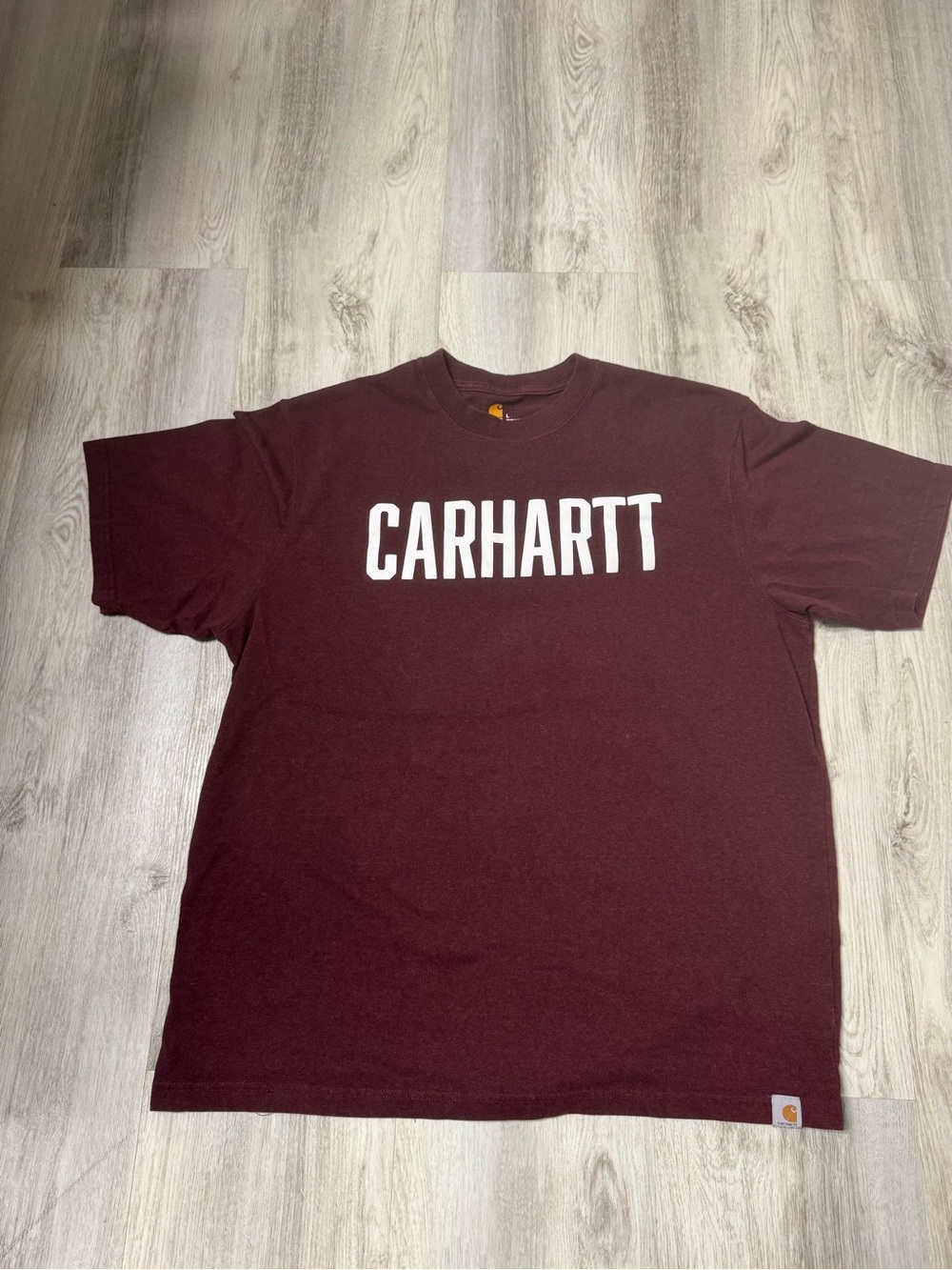 Carhartt Men's Maroon Graphic Logo Short Sleeve Tee